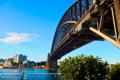View from the side of the Sydney Harbor Bridge.